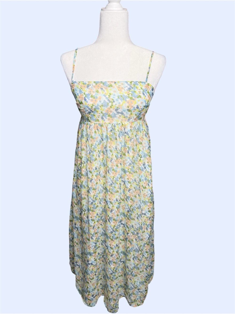 Abercrombie & Fitch Pastel Floral Smocked Empire Midi Dress Small Cottagecore